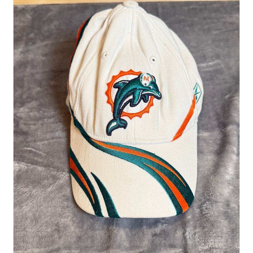 Miami Dolphins Reebok NFL Hat Cap White Orange Teal Football Adjustable